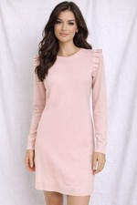 ANN TAYLOR PINK BLUSH RUFFLE SLEEVE SWEATER KNIT PARTY DRESS SIZE: XS NWT