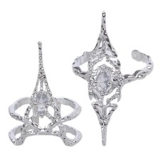 2Pcs Contemporary Bone Nail Rings Artistic Open Adjustable Knuckles Ring Set
