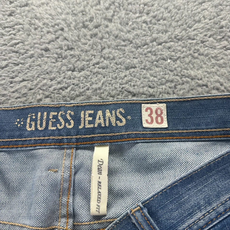 Jeans Guess de Colección para Hombres 38x34 Azul Denim Recto Calce Relajado Botón Mosca Sueltos Foto 4 de 4