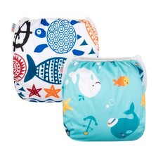 ALVABABY 2pcs Swim Diapers Baby Toddler Snap One Size Reusable Adjustable W...