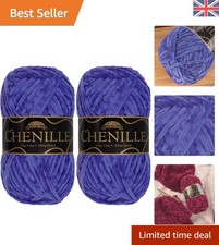 JubileeYarn Chenille Yarn - 2 x 100g Skeins, Soft Polyester in Egyptian Blue