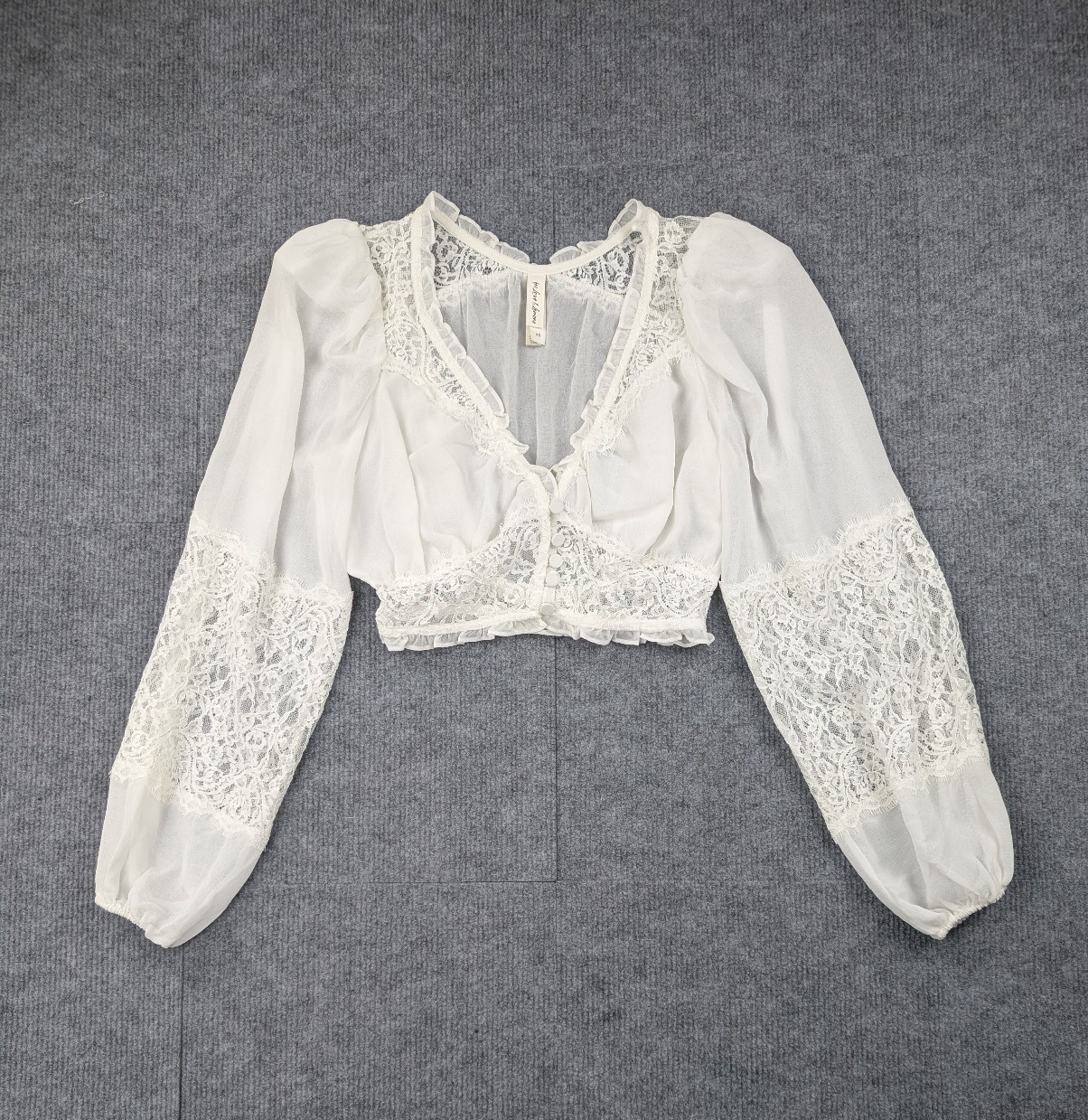 For Love & Lemons Blouse Womens XS Coquette Whimsical Cottage Freya Fairy Sheer