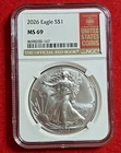 2026 American Silver Eagle MS69 NGC .999 Fine 1 Ounce Silver - Red Book Label