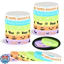 Lesnala 48 Pcs Halloween glow in the dark bracelets 6 Styles Trick or Treat L