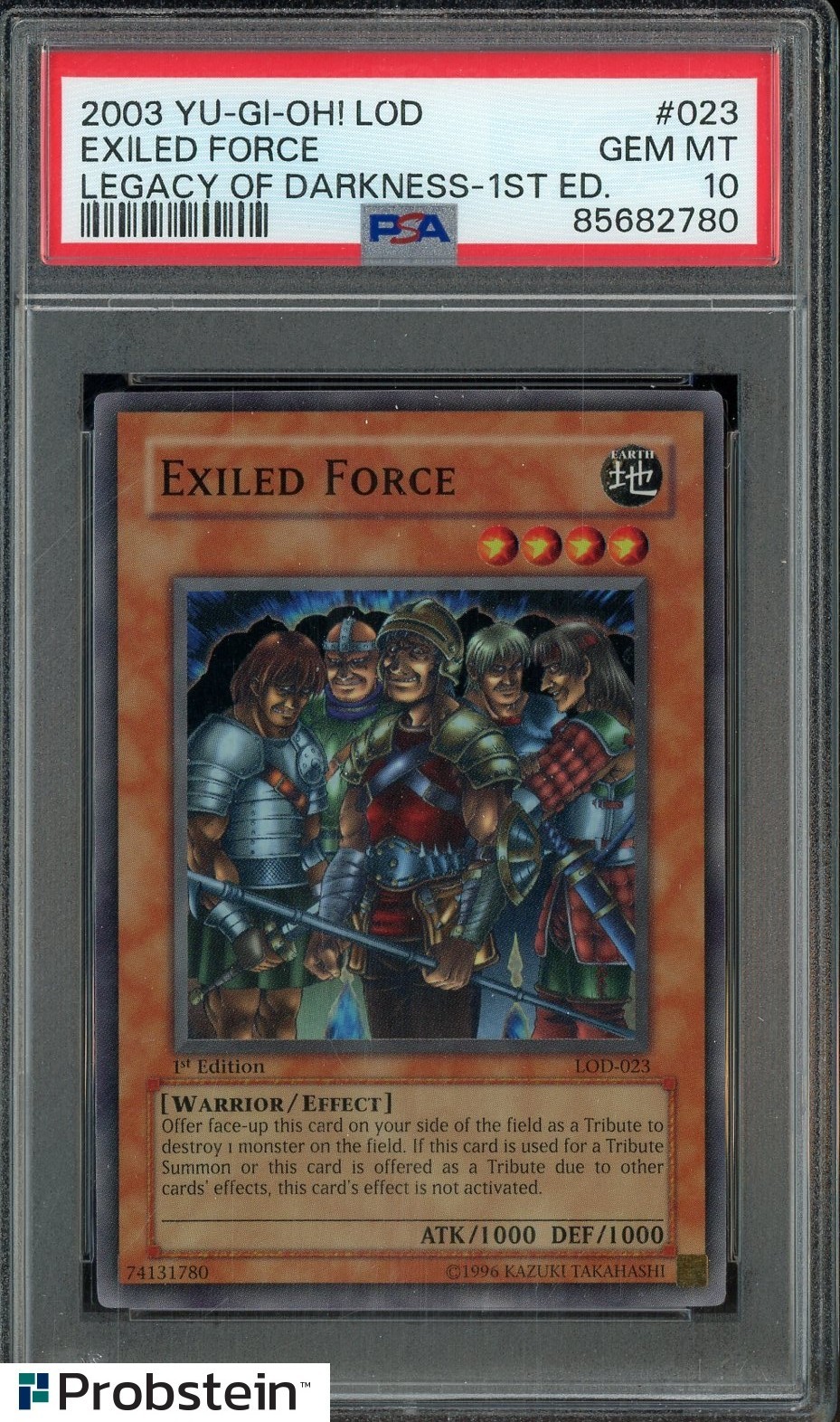 2003 Yu-Gi-Oh! Legacy of Darkness 1st Edition #LOD-023 Exiled Force PSA 10 view 1