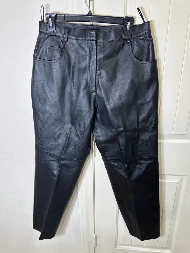 Vintage Metrostyle Black leather lined pants Trousers With Pockets VGUC Size 18 - Image 3 of 4