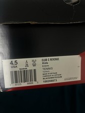 Reebok Club C Revenge Boys Tennis Sneakers Black/White/Gum US Size 4.5