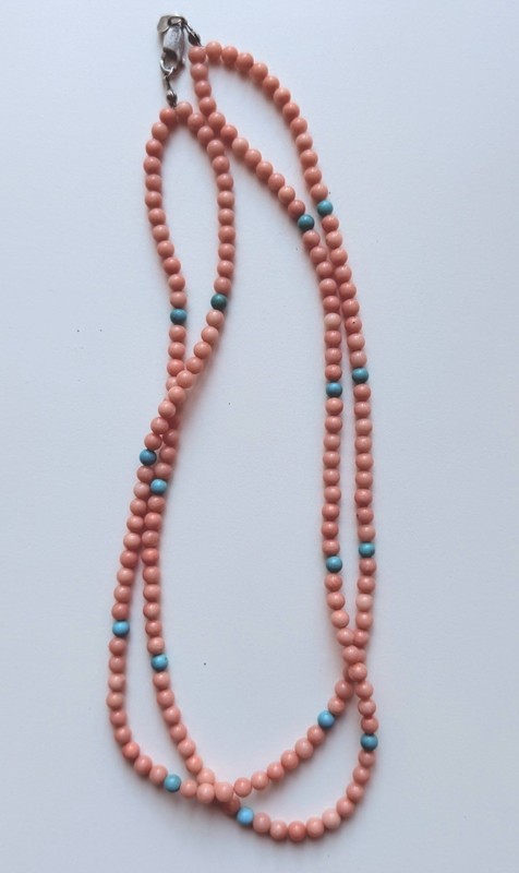 Vintage Jay King DTR Coral Double Strand  16" Necklace with Sterling Clasp