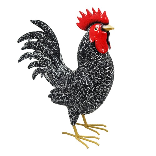 Large Black Metal Cockerel Garden Ornament – Rustic Handcrafted Rooster Statue 4 - Picture 2 of 10