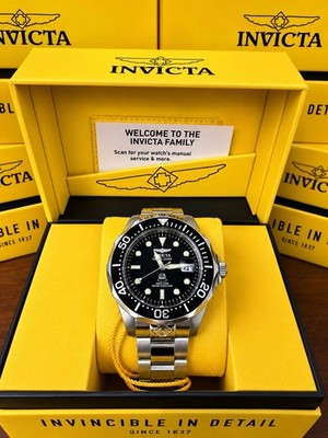   Invicta Grand Diver Men s Automatic Watch 3044 Black Dial Stainless Steel NIB