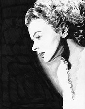 Ingrid Bergman pencil and ink portrait Golden age Hollywood actress