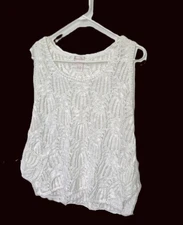 Monroe & Main Tank Top Blouse Sleeveless Pockets Size XL White Crochet