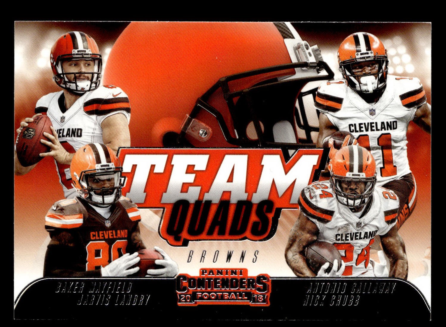 2018 Panini Contenders #TQ-6 Callaway/Chubb/Landry/Baker Mayfield Team Quads