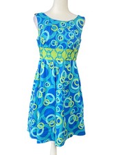 Adrianna Papell Dress Womens 8 Geometric Circle Print Sleeveless Lined Cocktail