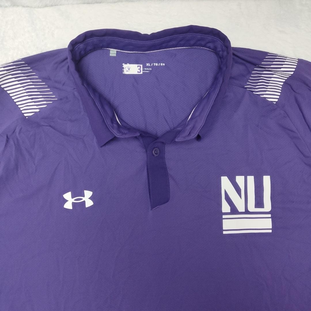 Northwestern Wildcats Shirt Men XL Purple NCAA Football Under Armour Polo Player thumbnail 3