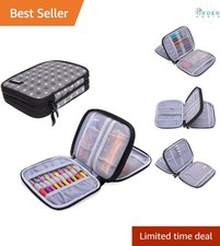 Crochet Hook Organizer Case Nylon Medium Gray Dots Travel Storage Pouch