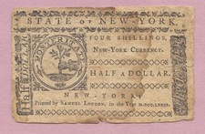 State of New York,13 August 1776, Half of a Spanish Milled Dollar, Colonial Note