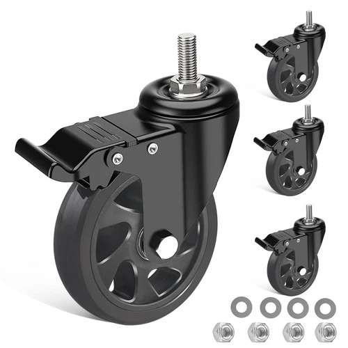 IQWTU Heavy Duty Castor with Brake, 125MM Furniture Castors with M10 X 30mm