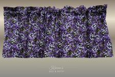 Purple Floral Valance - Violet Wildflower Garden Print - Cottagecore Kitchen