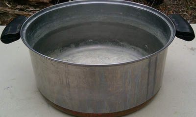 Vintage Revere Ware Copper Bottom Stock Pot Black Handles USA 1801