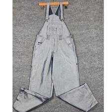 Vibes Silver Denim Overalls Bib Pants Medium Silver Color