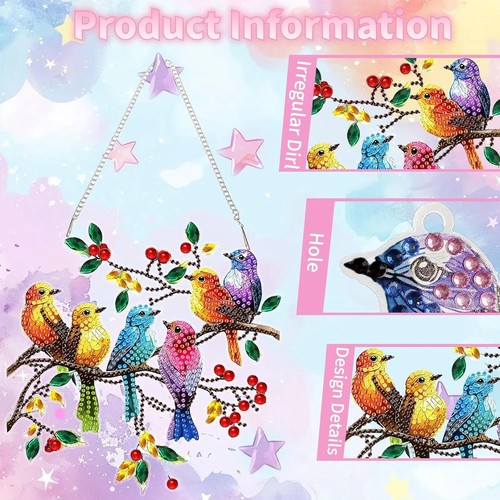 Spring Birds Diamond Painting Kit – DIY 5D Pendant Art for Home & Window Decor - Picture 7 of 9