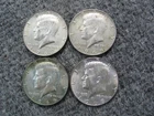 Lot Of 4 KENNEDY Half Dollar US Coins - 40% Silver - 1965 - 1967, 1968 D, JFK16c
