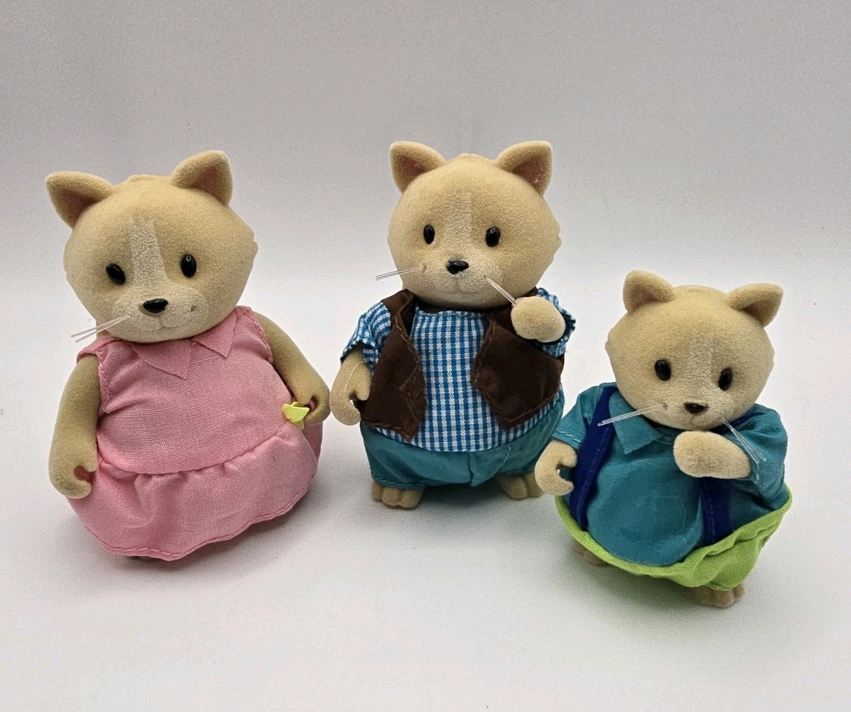 Li'l Woodzeez Whiskerelli Cat Family Figures Set Of 3 Great Set