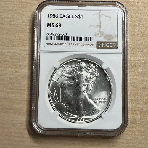1986 American Silver Eagle NGC MS 69 - Brown Label 1oz .999 Silver - First year!