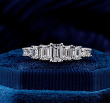 2CT Lab Created Emerald Cut Diamond Engagement Ring For Women's Solid 925 Silver