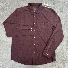 Rhone WFH Shirt Mens Medium Maroon Burgundy Long Sleeve Stretch Button Up Pocket