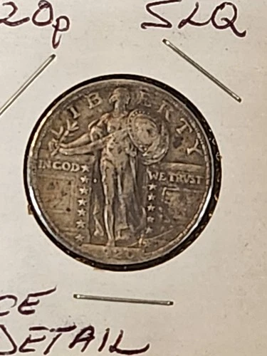 1920p Standing Liberty Quarter With Very Fine Detail. Dark Patina