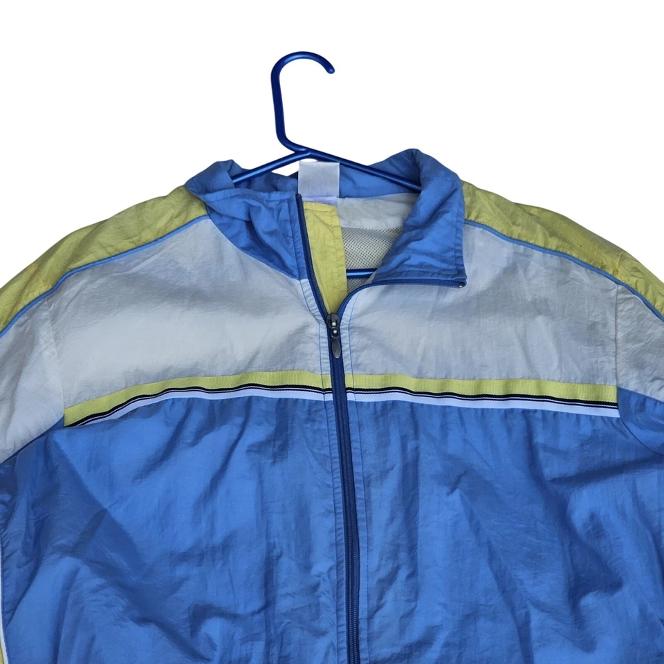 Cortavientos ligero vintage para mujer talla 14 W azul pastel amarillo blanco nailon Foto 4 de 4