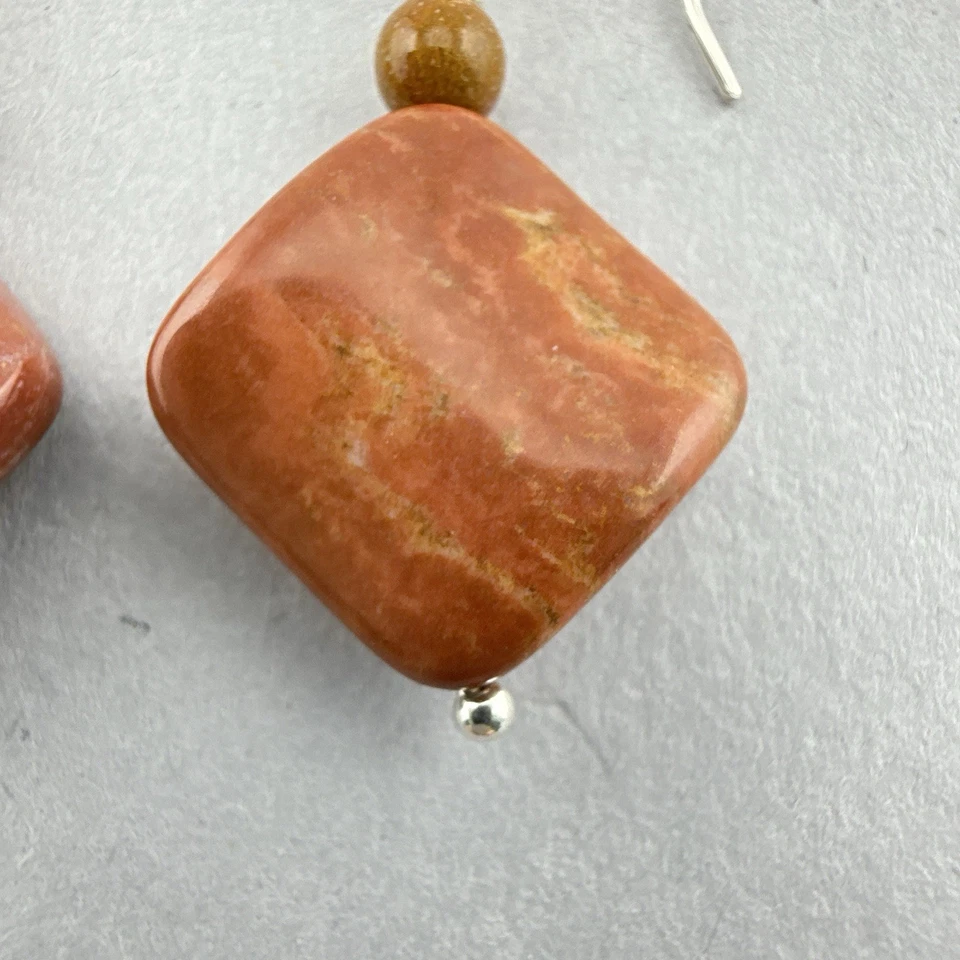 Pendientes Jay King Jaspe Rojo Plata de Ley Cuelgan Cuadrados DTR Modernos Foto 2 de 4