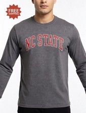 North Carolina NC State Wolfpack Charcoal Long Leave T Shirt - Size L - USA Made