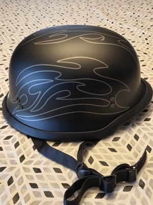 German Style Half Motorcycle Half Helmet Open Face DOT Approved Tribal Flames L