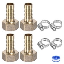 4-Pack Brass Hose Barb Fittings, 10mm x G3/8 Female Adapter Hose Connector