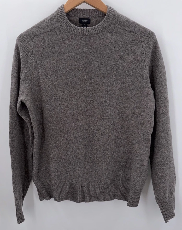 J. Crew Men's Classic Lambswool Crewneck Sweater Medium Taupe - Image 2 of 4