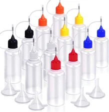 12pcs Precision Tip Applicator Bottles with 5 Mini Funnels, YGDZ Colored 