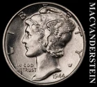 1944-D Silver Mercury Dime - FSB - Choice Brilliant Unc  Lustrous  #K1148