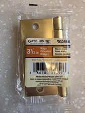 Gate House 3-1/2" Satin Brass Square Corner Door Hinge #0308908 NEW (B)