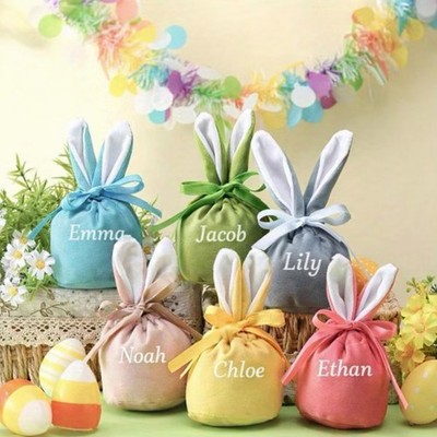 Easter Bunny Ear Fabric Multicolor Party Favor Bags for Kids