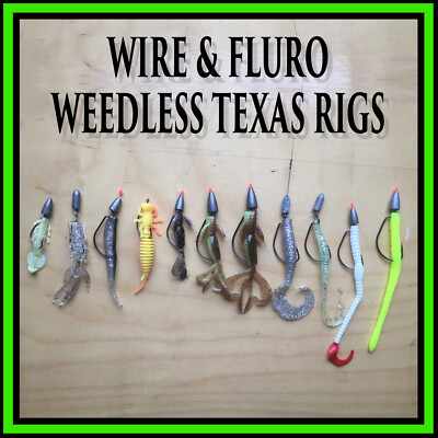 Pre tied WEEDLESS TEXAS CAROLINA RIGS WITH VARIOUS LURES- Perch, Pike,  Zander