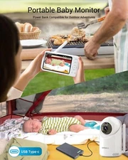 2K Video Baby Monitor - 3600FT Range, No WiFi, 5.5” Screen, Night Vision, AI Cry