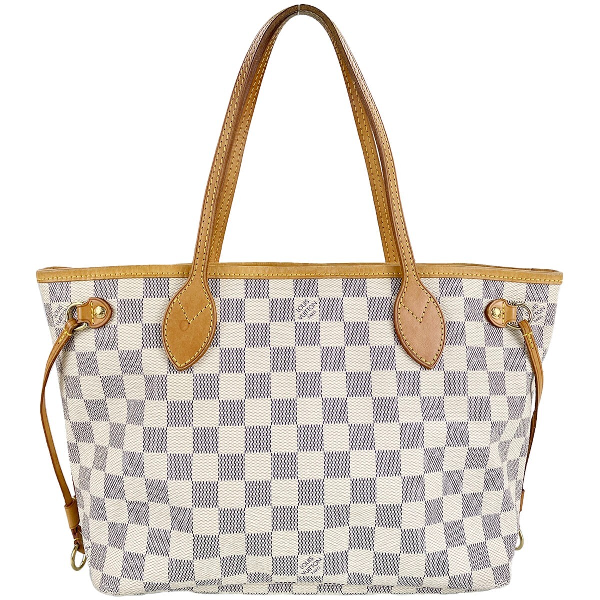 よ*ん様 Louis Vuitton Victorine Damier Azur Louis Vuitton Damier Azur Neverfull PM Leather Fabric White Tote