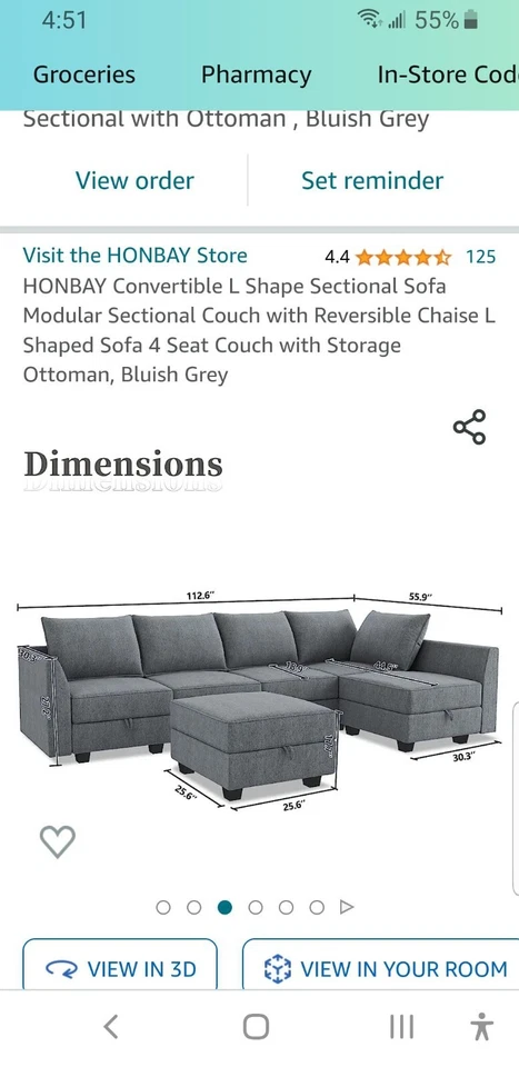 modular sectional sofa . u shape sectional sofa in bluish grey - Image 2 of 4