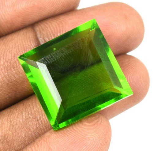 New Inventory 35 Ct Brazilian Peridot Loose Gemstone Square Cut Certified GH235 - Picture 8 of 12