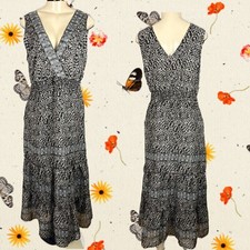 Cassee's M Animal Print Surplice Neckl Shirred Lined Ruffle Sleeveless Max Dress