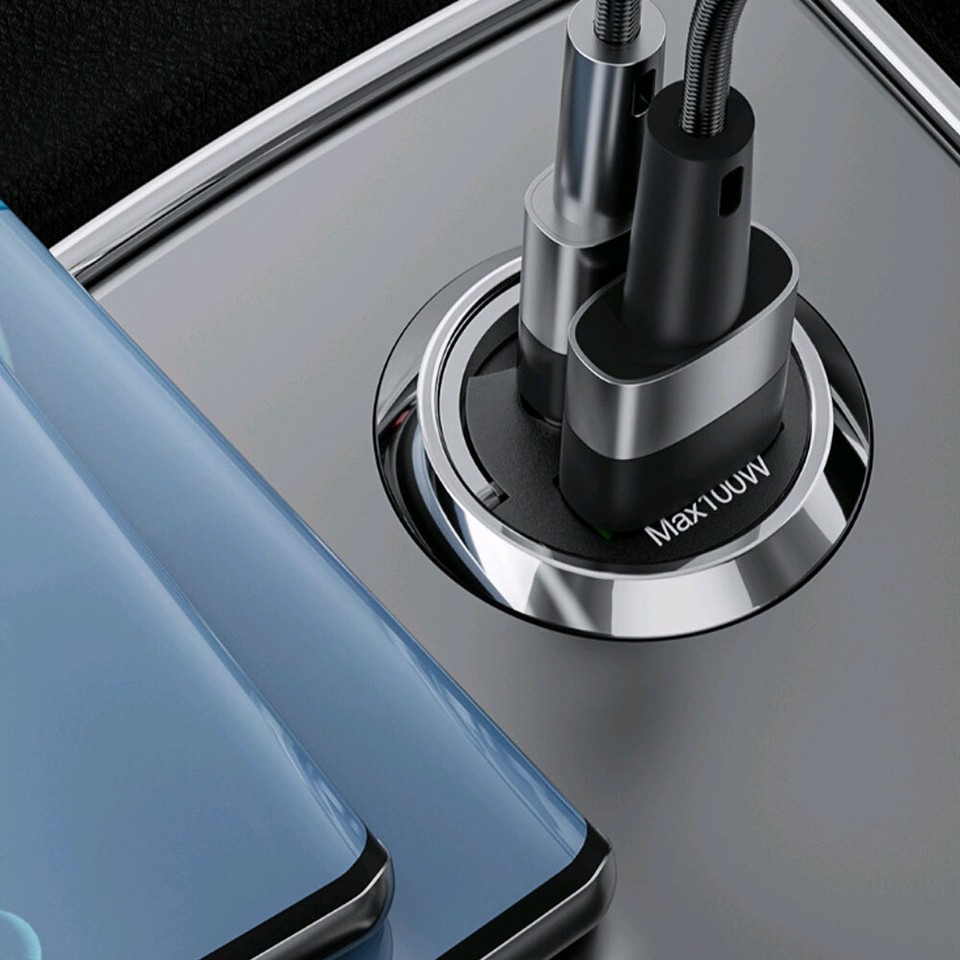 100W Car USB Phone Charger TypeC Car Interior QC3.0 Fast Charging