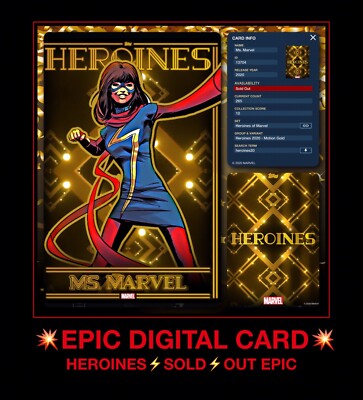 Topps MS Marvel GOLD MOTION HEROINES set Collect Trader EPIC digital card 265cc